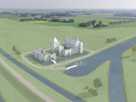 Impressie van het vroegere kasteel 'Huis te Nuwendoorn', tekening Marius Bruijn. (Beeld: Youtube / NH Nieuws )