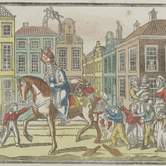 De intocht van Sint-Nicolaas, prent ca 1840 (Collectie Rijksmuseum)