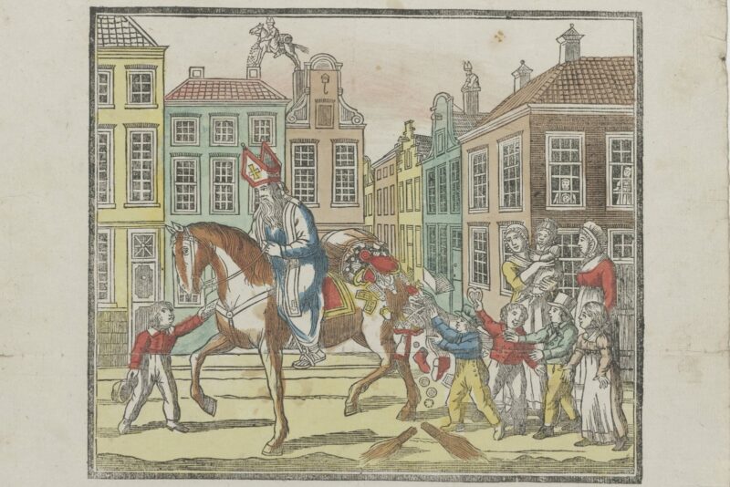 De intocht van Sint-Nicolaas, prent ca 1840 (Collectie Rijksmuseum)